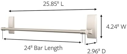 Command Bath Towel Bar Satin Nickel Water-Resistant 24-inch Bar