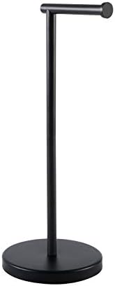 Sturdy Mat Black Stainless Steel Toilet Paper Holder Stand