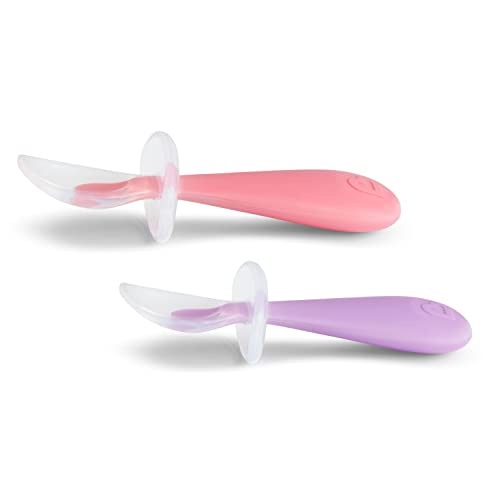 Munchkin Silicone Spoon Trainer Set with Choke Guard 4 Count Pink Purple