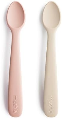 Mushie Silicone Feeding Spoons 2-Pack Blush Shifting Sand
