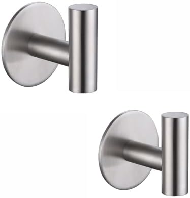 Zuvky Self Adhesive Hooks 304 Stainless Steel Heavy Duty 2 Pack Silver