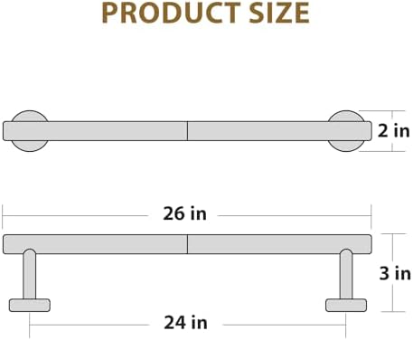 Matte Black Towel Bar 24-Inch Stainless Steel