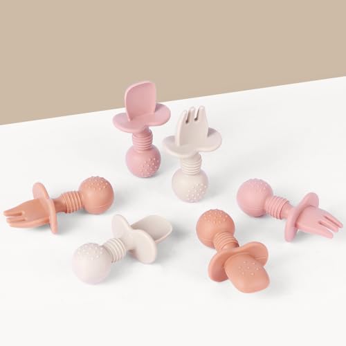 Eascrozn Silicone Baby Spoon and Fork Set