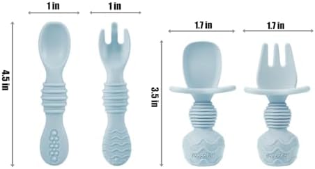 PandaEar Safe Silicone Baby Flatware Set - 9 Piece Self-Feeding Spoons and Cups