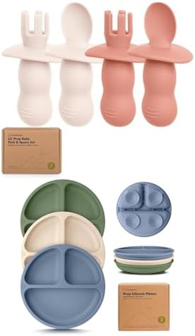 KeaBabies silicone Baby Spoon Set for Learning to Eat