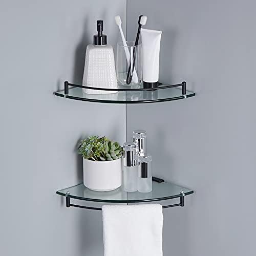 Stainless Steel Tempered Glass Corner Shelf for Bathroom