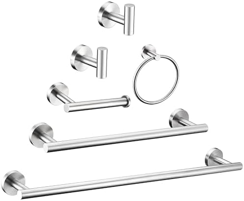 Kwanicas6-Piece Brushed Nickel Bathroom Hardware Set - Durable Stylish Towel Paper Holder System
