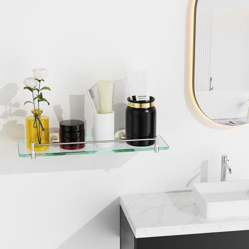 Rust-Resistant Floating Glass Shelf
