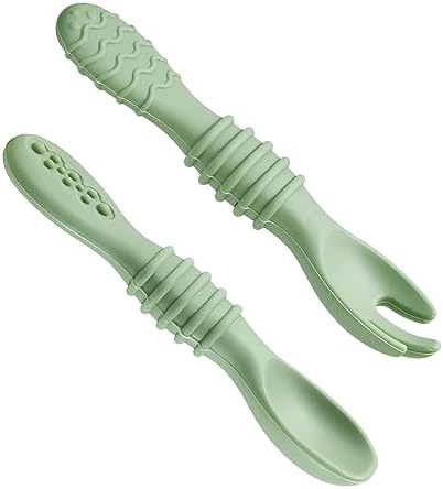 PandaEar 6 Pack Silicone Baby Spoons Forks