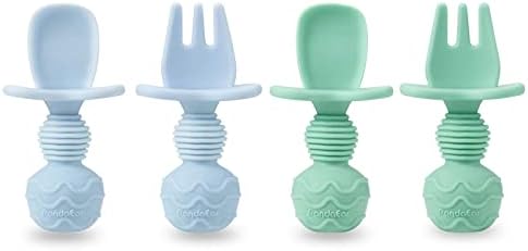 PandaEar 4Pack Silicone Baby Spoons Forks Anti-Choke Self-Feeding Ages 3