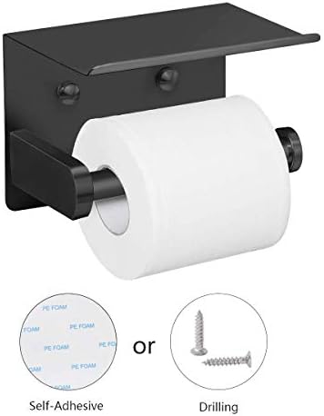 VAEHOLD Self Adhesive Toilet Paper Holder Phone Shelf Stainless Steel Rustproof Wall Mounted