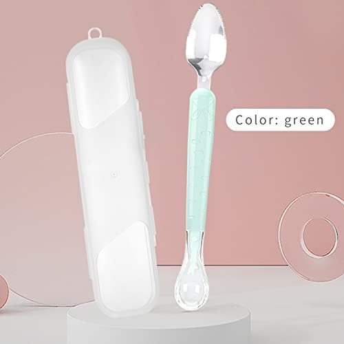 Double Head Baby Silicone Food Spoon Green