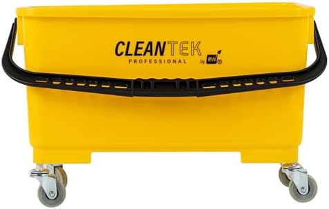 Restaurantware 25-Quart Mop Bucket with 4-Wheeler Casters and Sieve Yellow