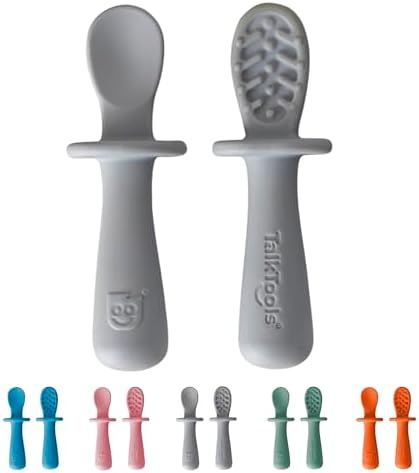 Exclusive TalkTools ITSY Tiny Silicone Spoons Twin Pack for Kids Toddlers