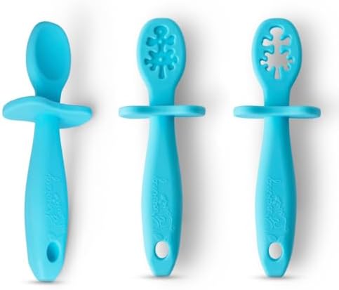 Growing Love Self-Feeding Baby Spoons Silicone with Anti-Choke Shield