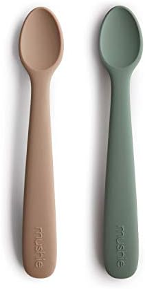 Mushie silicone feeding spoons Baby essentials Durable safe for mealtime