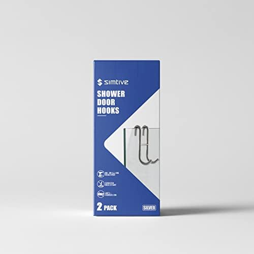 Simtive Silver Shower Door Hooks 2-Pack