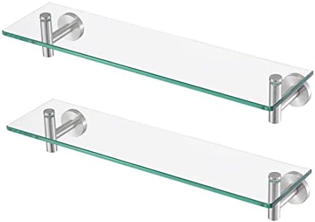 Durable 2-Piece Rustproof Bathroom Glass Shelves with 8MM Tempered Glass Storage