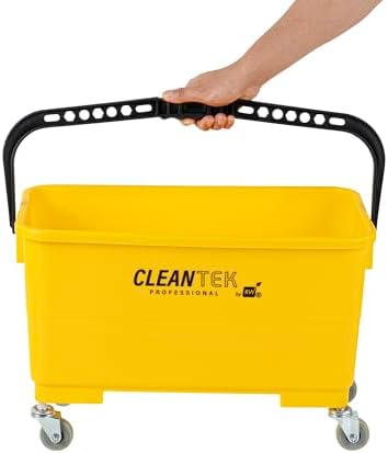 Restaurantware 25-Quart Mop Bucket with 4-Wheeler Casters and Sieve Yellow