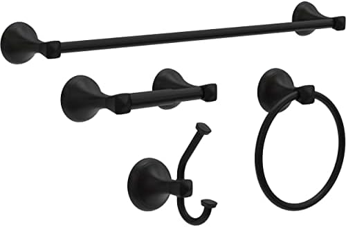 Sturdy Matte Black Bath Towel Holder Ring