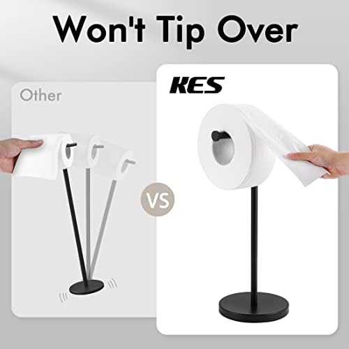 Sturdy Mat Black Stainless Steel Toilet Paper Holder Stand
