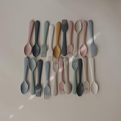 Mushie Flatware Set for Kids Sage Colors
