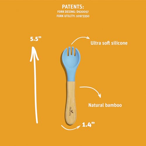 Avanchy Baby Fork Set - Bamboo and Silicone Spork for Toddler