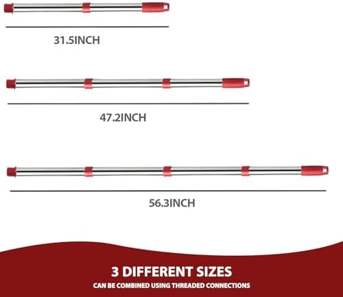 4-Section Adjustable Spin Mop Handle - Durable for Easy Cleaning