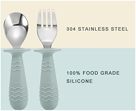 PandaEar Baby Toddler Silicone Stainless Steel Utensils BPA Free