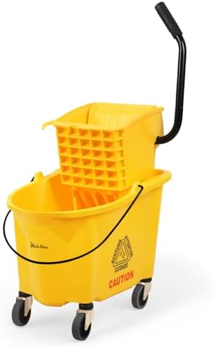 Heavy-Duty Commercial Mop Bucket With Wringer Wheels
