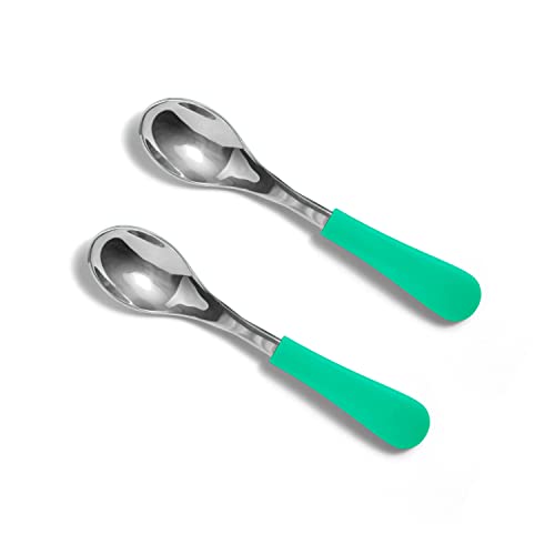 Avanchy Baby Spoons Set Stainless Steel and Silicone for 4-Month Babies