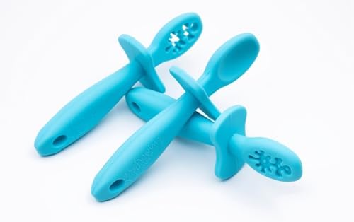 Growing Love Self-Feeding Baby Spoons Silicone with Anti-Choke Shield