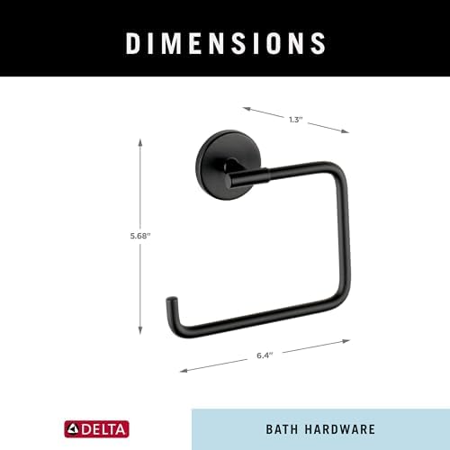 Delta Trinsic Hand Towel Holder - Matte Black Durable Rust-Resistant