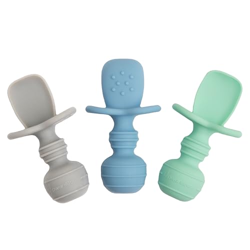 UpwardBaby Self-Feeding Spoons with Anti-Choke Barrier Silicone for 4 Months
