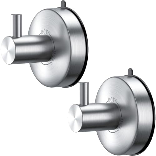 DGYB Suction Cup Shower Tuple 2PCS brushed Nickel Towel Loofah Hook