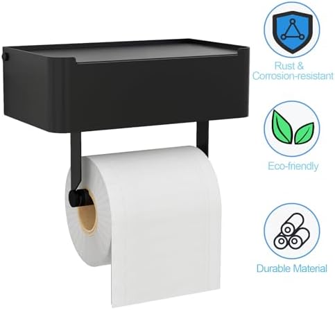 JUYSON Toilet Paper Holder with Shelf and Wipes Storage