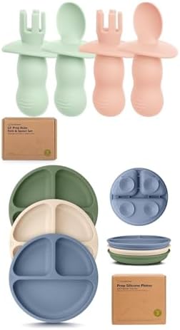 KeaBabies 4-Pack Silicone Baby Utensils Set Self-Feeding BLW
