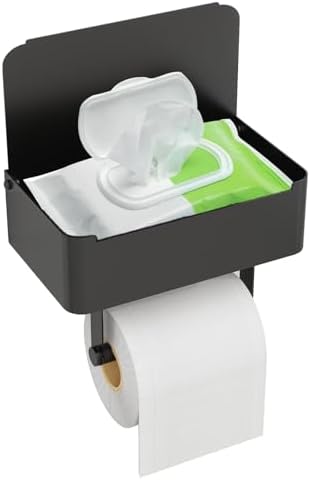 JUYSON Toilet Paper Holder with Shelf and Wipes Storage