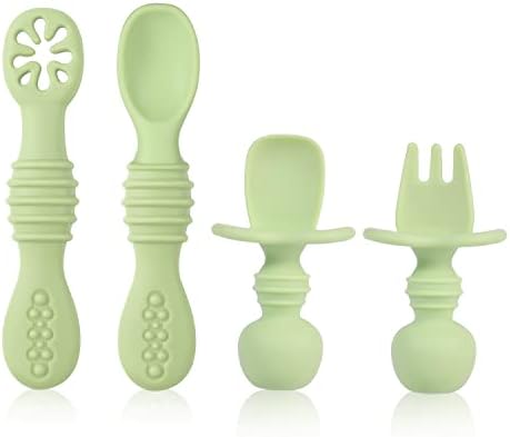 4-Piece Silicone Baby Spoons for Self-Feeding