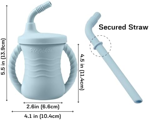 PandaEar Safe Silicone Baby Flatware Set - 9 Piece Self-Feeding Spoons and Cups