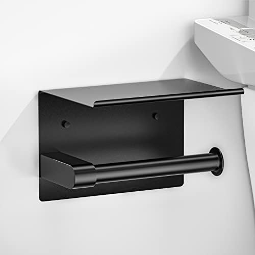 ASTOFLI Black Toilet Paper Holder with Shelf