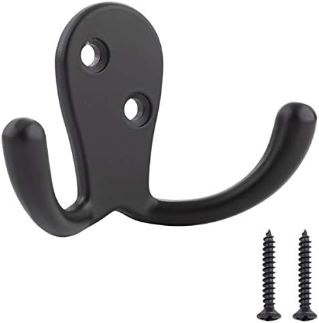 Curved Zinc Robe Hook Set Flat Black 5-Pack