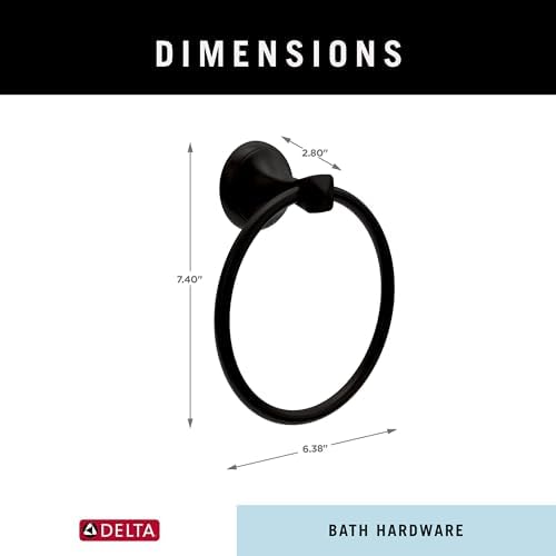Sturdy Matte Black Bath Towel Holder Ring