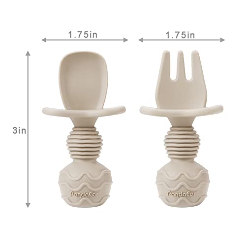 PandaEar 4-Pack Silicone Baby Spoon Fork Set for Weaning