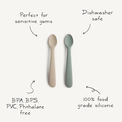 Mushie Silicone Feeding Spoons 2-Pack Blush Shifting Sand