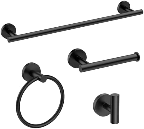 USHOWER Matte Black Bathroom Hardware Set for Modern Bathrooms