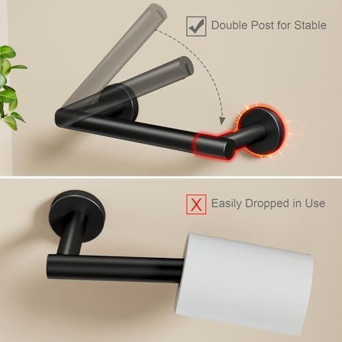 Premium Black Toilet Paper Holder with Pivoting Design for Home Use