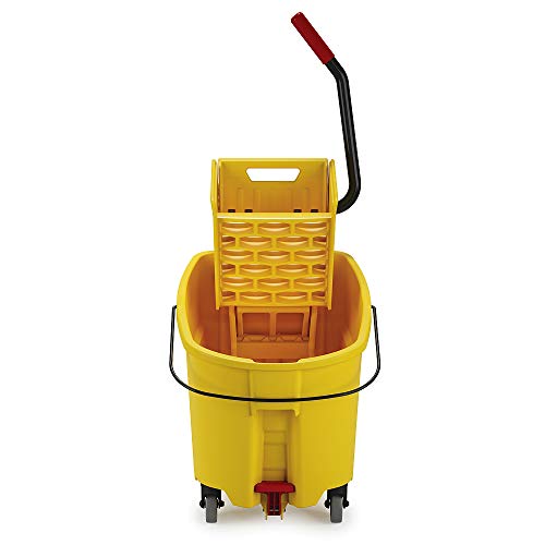 Rubbermaid 44 qt WaveBrake Mop Bucket on Wheels with Foot Drain Yellow