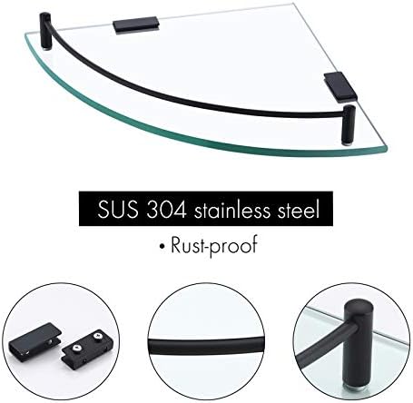 Stainless Steel Tempered Glass Corner Shelf for Bathroom