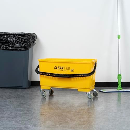 Restaurantware 25-Quart Mop Bucket with 4-Wheeler Casters and Sieve Yellow